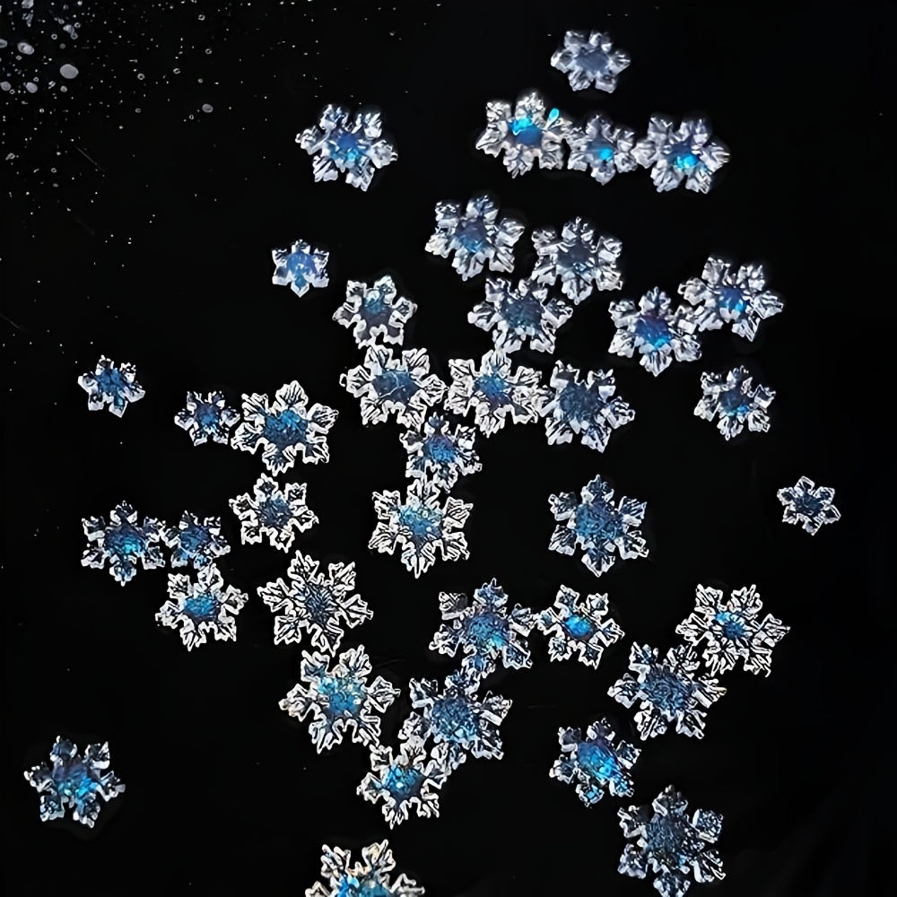 100pcs Mixed Mini Snowflake Resin Ornament, Sparkling Colors Designs, Christmas Crafts, Perfect For Celebrations, Christmas Decorations