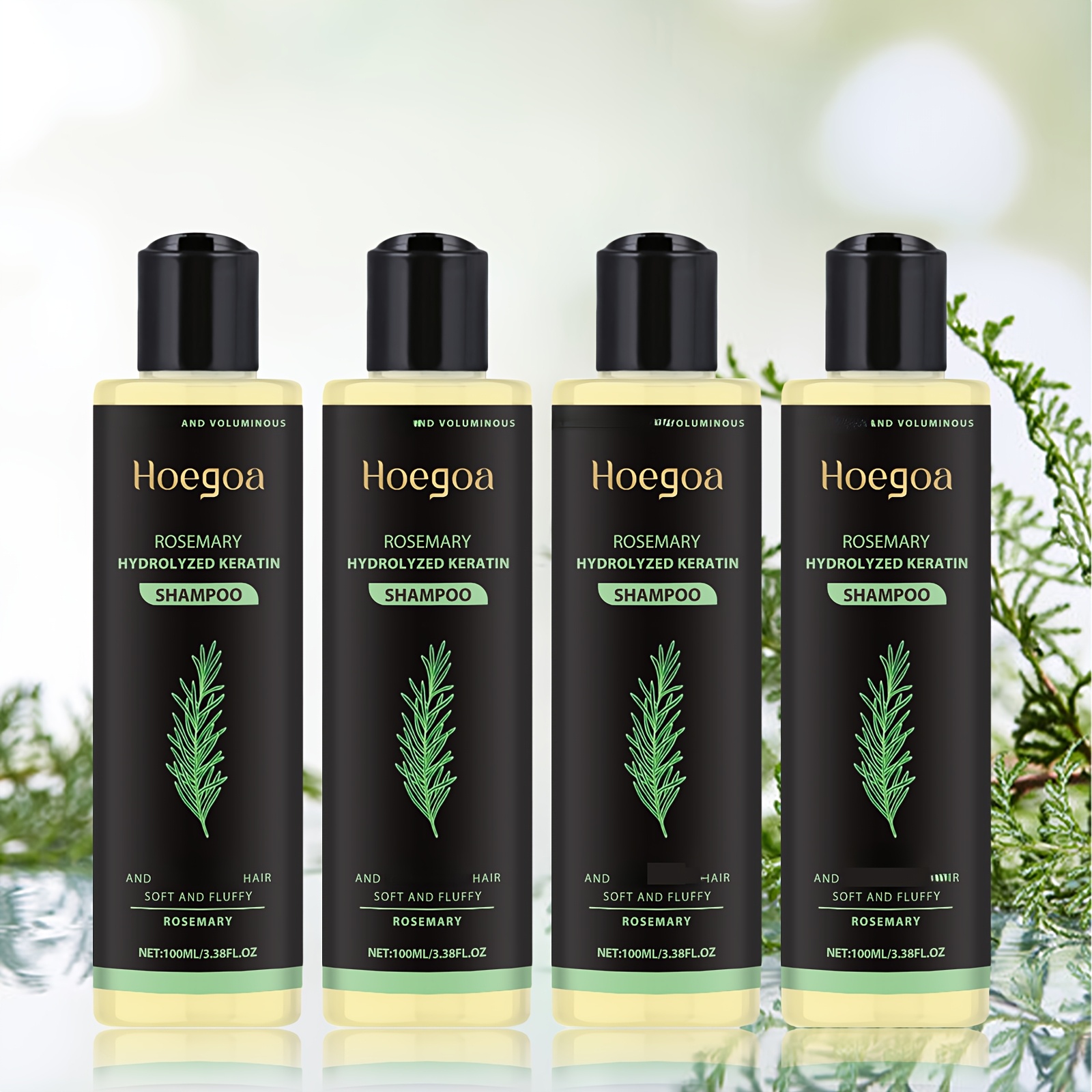 Image of 4pcs Rosemary Thickening Shampoo Set, With Rosemary Extract, Deep Cleansing Gentle Moisturizing Herbal Shampoo, Daily Use, Formula, Cleanses And Strengthens Fragile And Breakable Hair