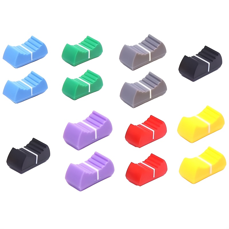E-shop 14-teiliges Set Mischer-Fader-Drehknopfkappen in gemischten Farben, 4 mm Lochdurchmesser, DJM-Drehknopfkappen, gerad-schiebe