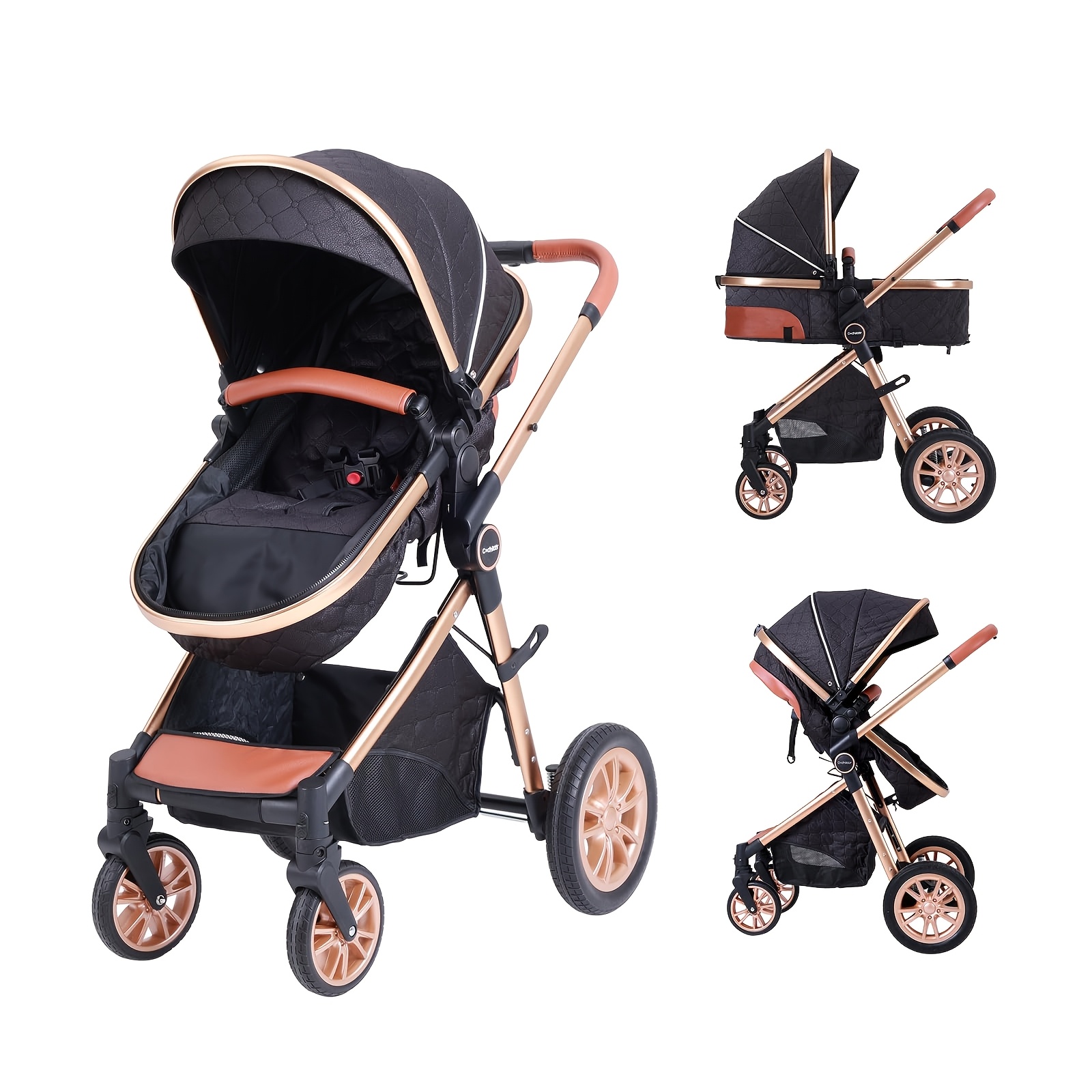 TEMU Cochildor Foldable Baby Stroller, Shock Absorption & Tires, Reversible -facing Push Adjustable Handlebar Large Sun Canopy Storage Basket,