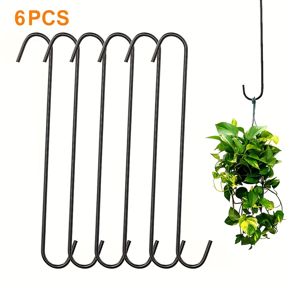 

6pcs Extra Large Heavy Duty Long Outdoor Plant Hanging S Hooks - For Baskets, Bird Feeders, Wind Chimes, Garden Ornaments, Pergola, Closet, , Indoor Outdoor Uses