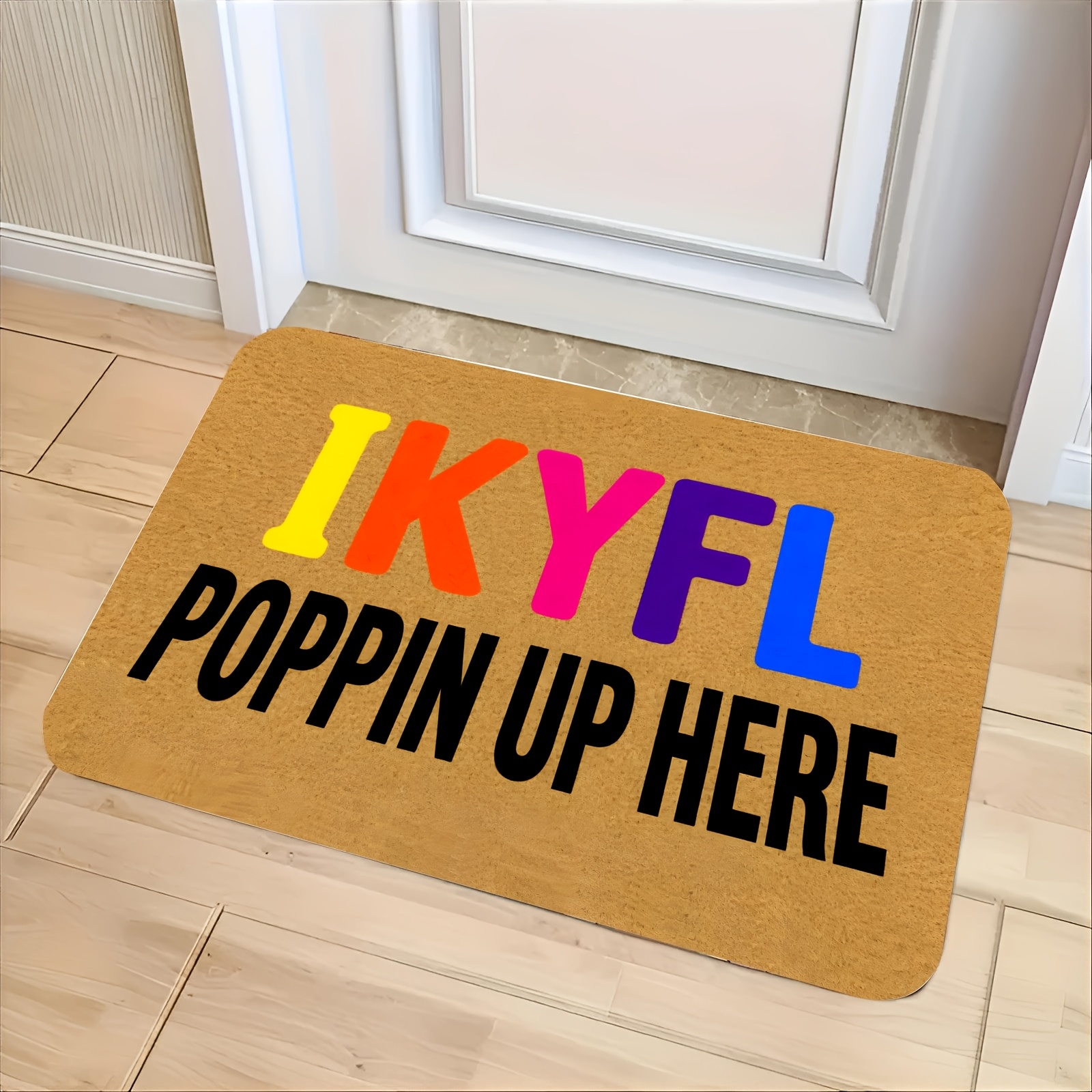 TEMU [2d Flat] And Fun Slogan Design. Made Of Flannel Material, This Absorbent And Washable Floor Mat Is Suitable For: Welcome Mats, Bathroom Mats,