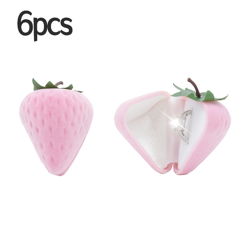 Cute Strawberry Jewelry Box for Rings, Plush Gift Packaging