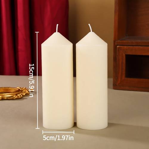 2pcs european style pointed tip large cylinder candles smokeless and suitable for home emergency use romantic weddings hotel decor church services and other indoor scenes