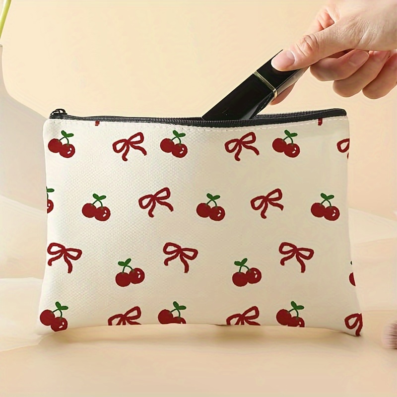 

1pc Bowknot Printed Polyester Cosmetic , - Makeup Bag, , , For Toiletries And