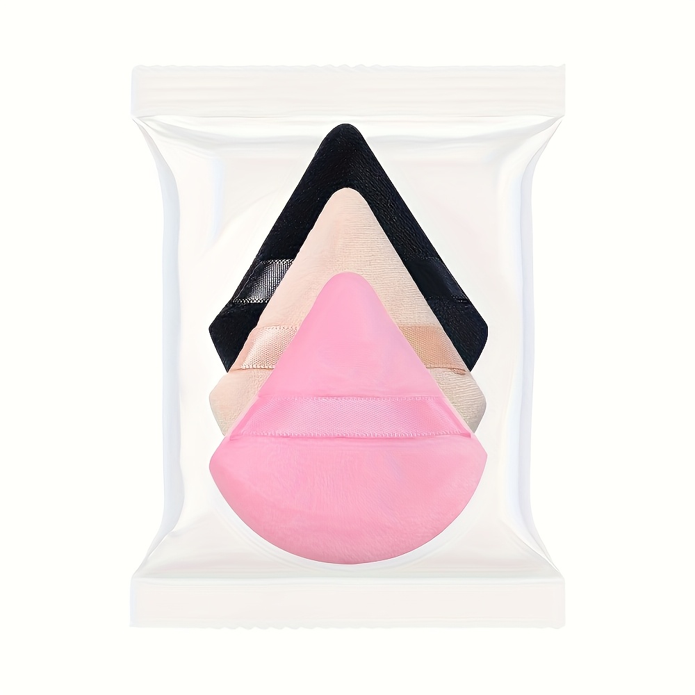TEMU 1pc/3pcs Triangle Powder Puff Setting Powder Makeup Sponge Fan Powder Finger Cushion Powder Puff