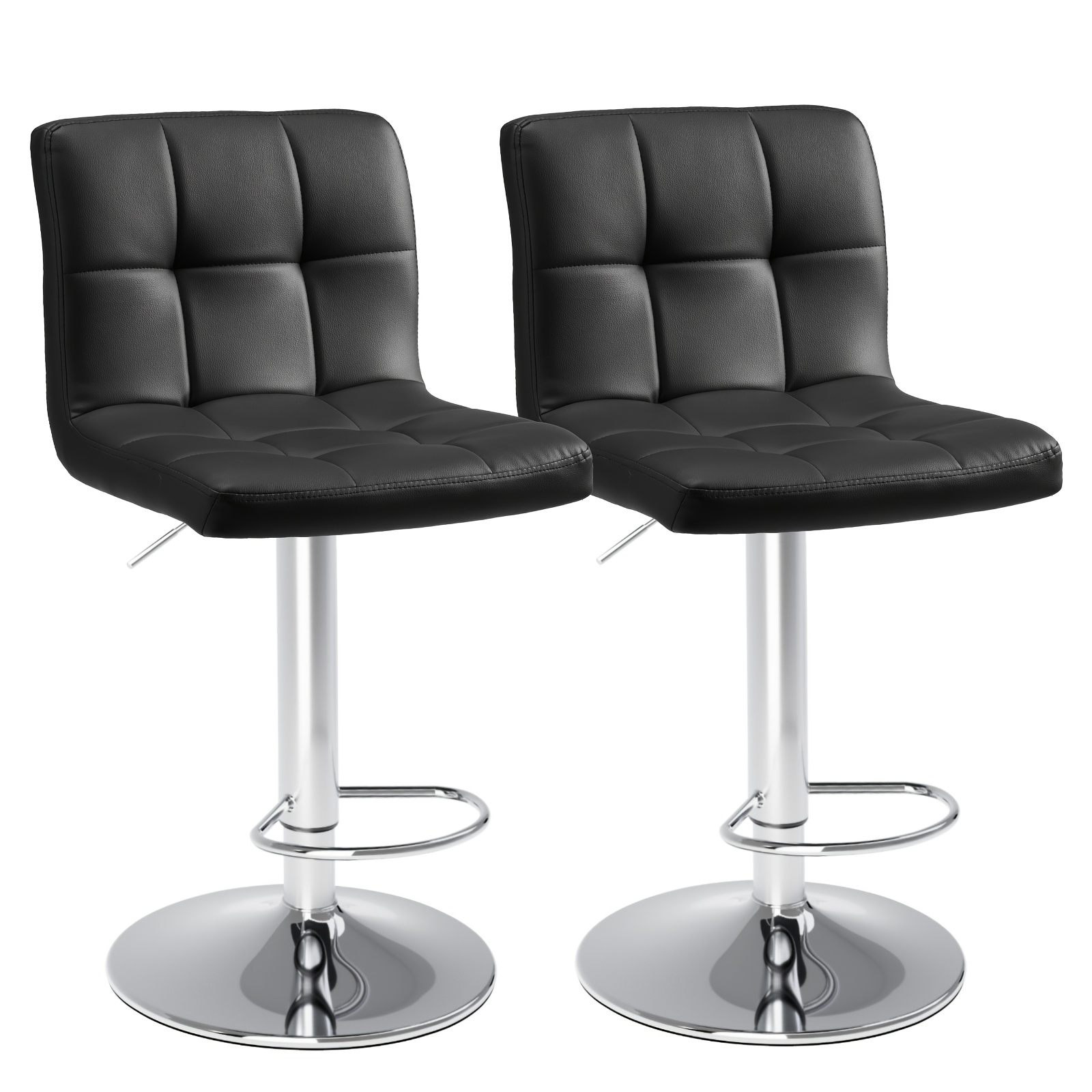 TEMU Dining Chairs Set Of 2/4, 24 Inch Counter Height Bar Stools, Upholstered Modern With Metal Base, Pu Leather Stools For Kitchen Island Counter