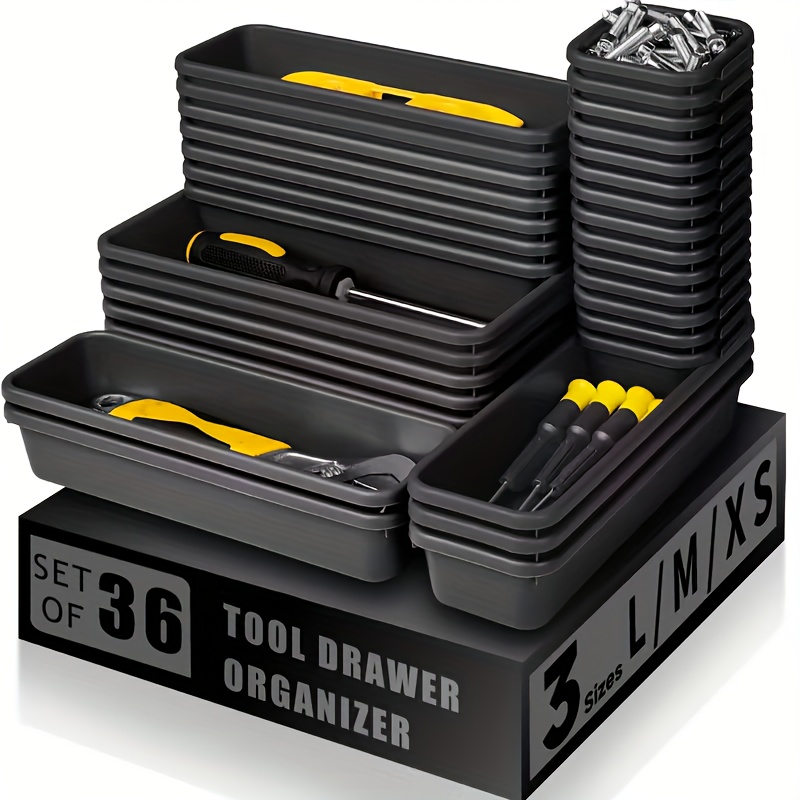 36pcs Tool Box Drawer Organizer Set, Suitable for Tool Boxes, Garage Tool Boxes, And Office Drawer Dividers, Tool Organizer Trays, Tool Box Organization And Storage, Tool Storage, Garage, Workshop Organization Tools, Free Combination Organizers