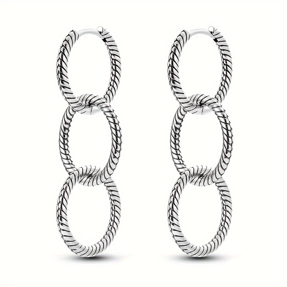 

Retro S925 925 Sterling Silver Big Size Round To Round Long Drop Hoop Earrings For Women Dangle Earring Fashion Zircon Cz Earring