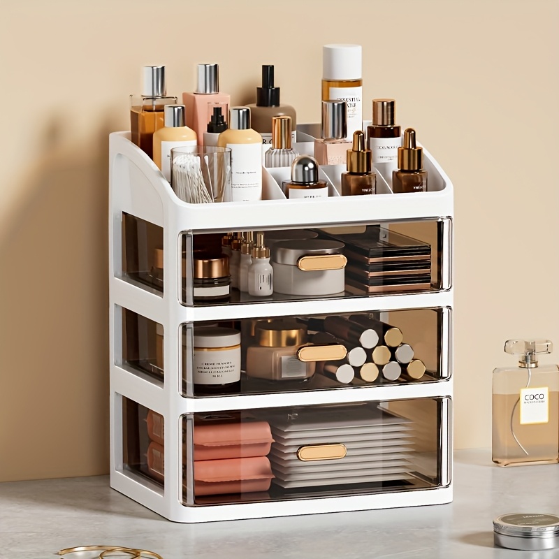 Desktop Kosmetik Aufbewahrungsbox mit mehreren Schichten, transparenter Schubladen-Organizer, Desktop-Aufbewahrungsbox, Datenkabel-Aufbewahrungsbox, groß