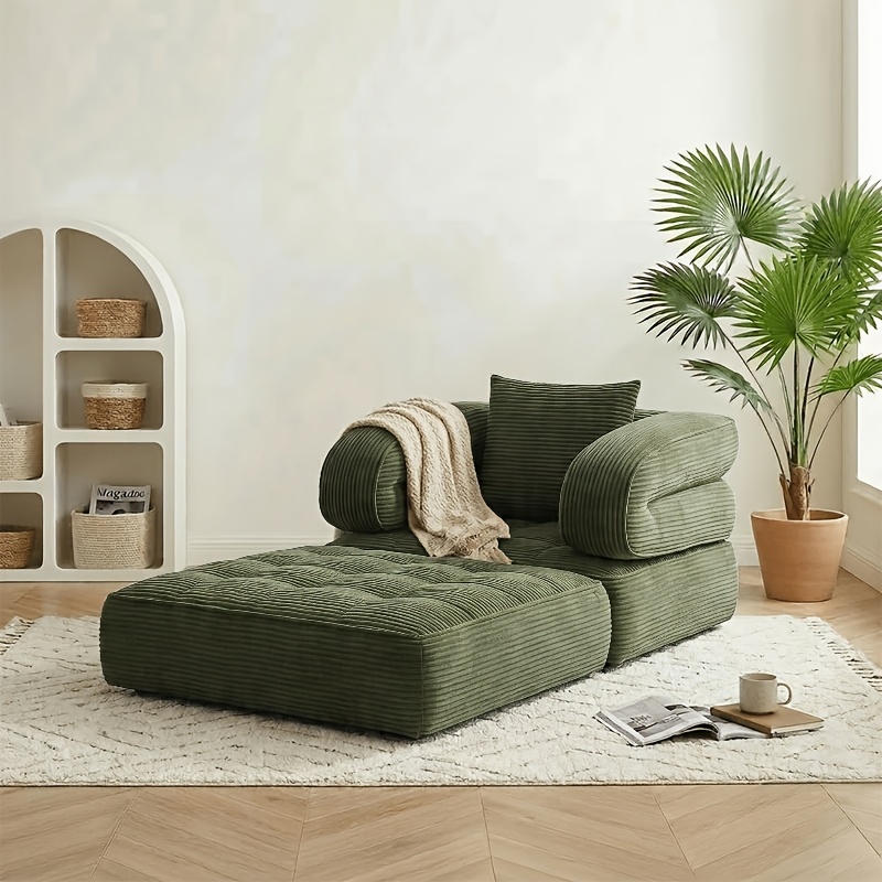 TEMU 3-in-1 Convertible Vacuum Compressed Corduroy Floor Sofa Chair Bed, Adjustable Foldable Lazy Lounger Single Sleeper Couch, Space Saving Multi-