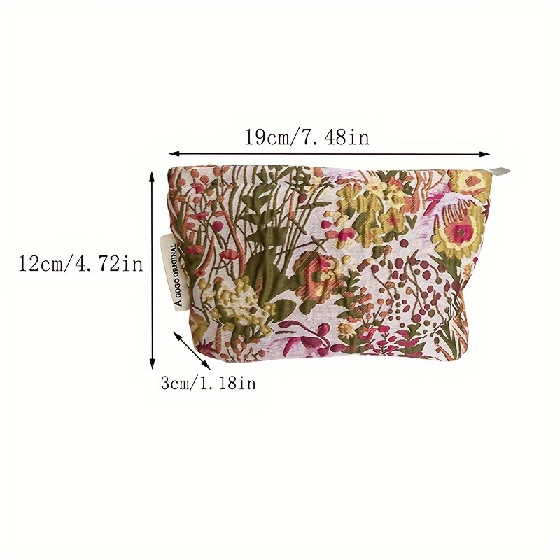 Image of Chic Floral 3d Pattern Makeup Bag - Versatile Women's Clutch With Multi-functional Compartments, Lightweight & Portable For Travel And Outdoor Use, Stereo Flower Pattern, Travel Toiletry Bag