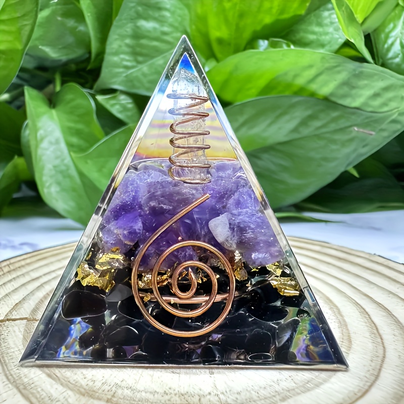 

1pc Orgone Amethyst Generator - Spiritual & , Copper Spiral Design, Fragrance-free, Ideal For Meditation & Home Decor