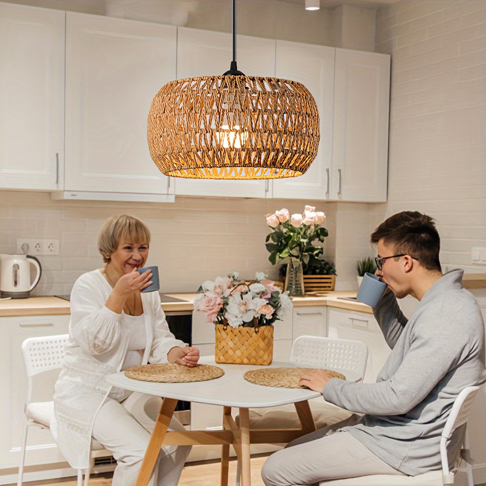 handcrafted rattan pendant light fixture traditional Temu United