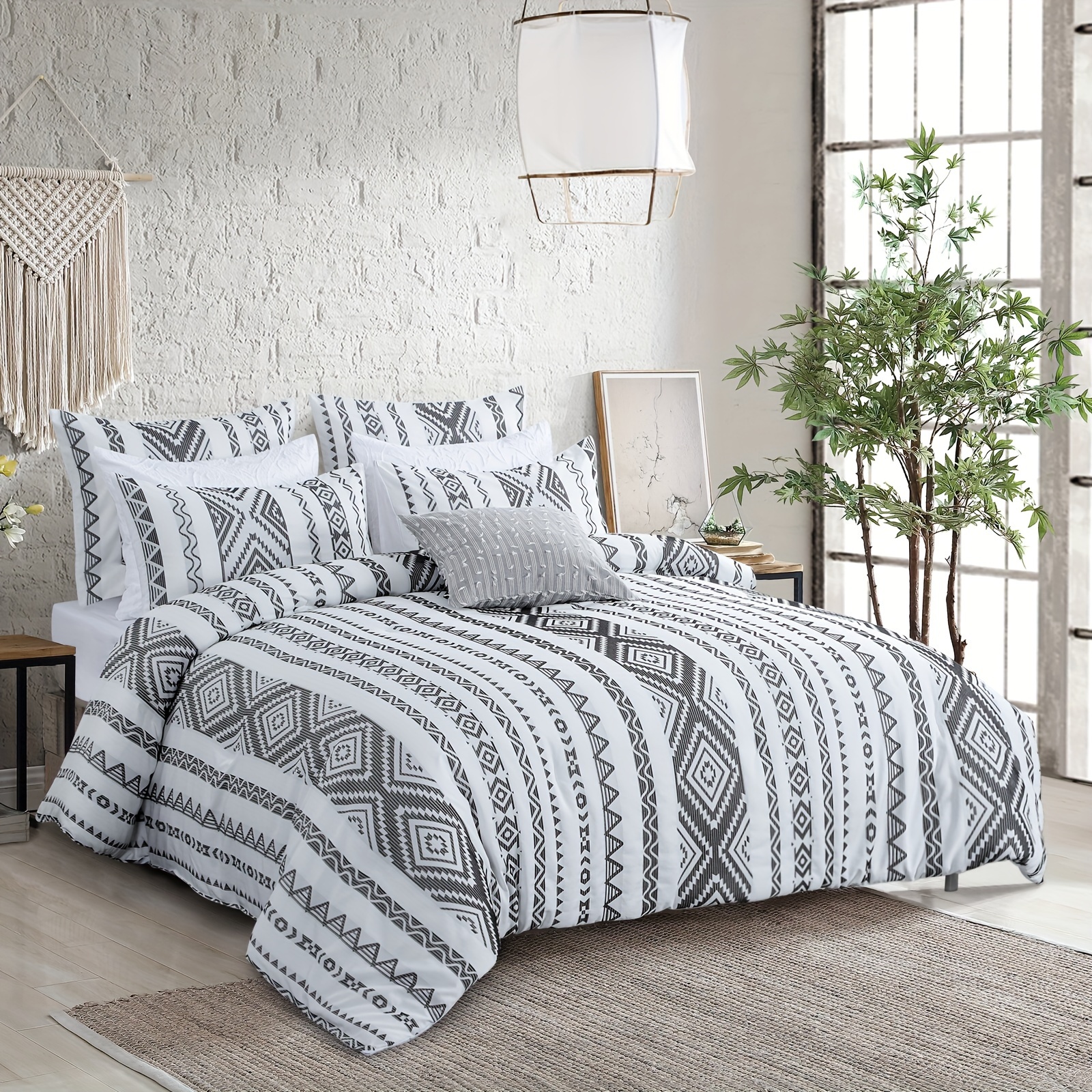 

2/3pcs Aztec Jacquard Luxury Bedding Comforter Set, Soft & Lightweight For All Seasons, Hypoallergenic Down Alternative, Hotel-quality Thick Duvet With Corner Tabs, Machine Washable