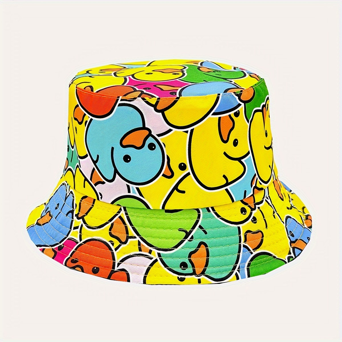 

Cute Cartoon Duck Pattern Lightweight Fisherman Hat, Polyester Woven Casual Bucket Hat For Men And Women