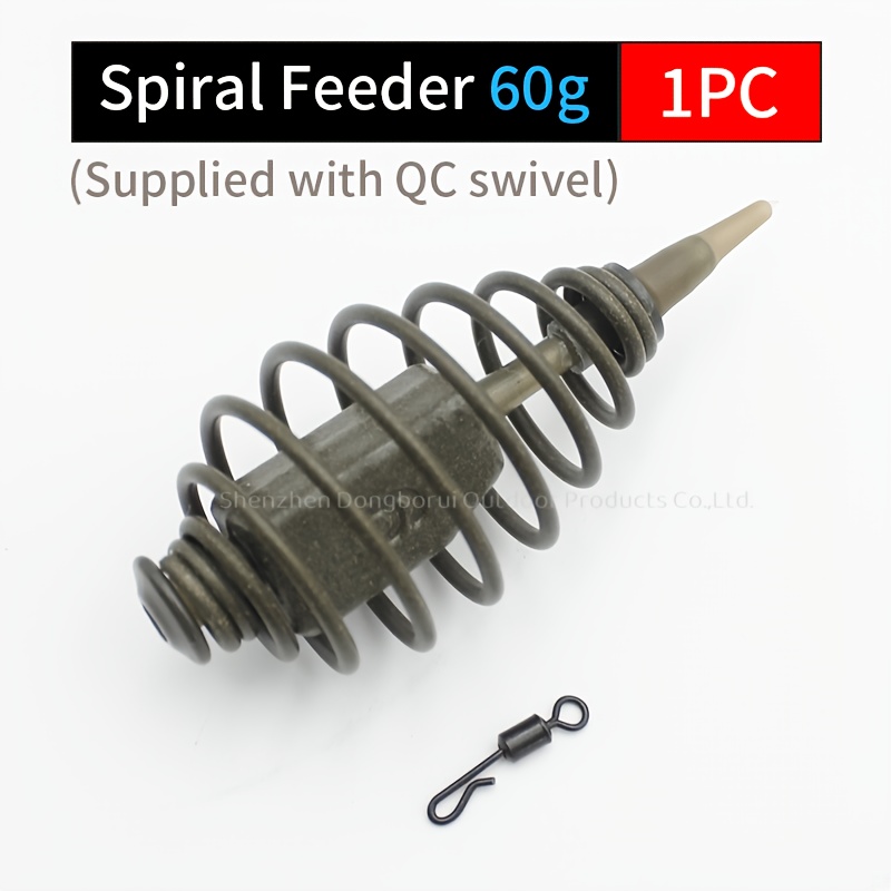 TEMU 1pc Carp Fishing Additions Spirale Alimentateur 30G/50G/60G/80G Compatible avec QC Émerillon Taille 8 pour Pêche Alimentateur Terminal