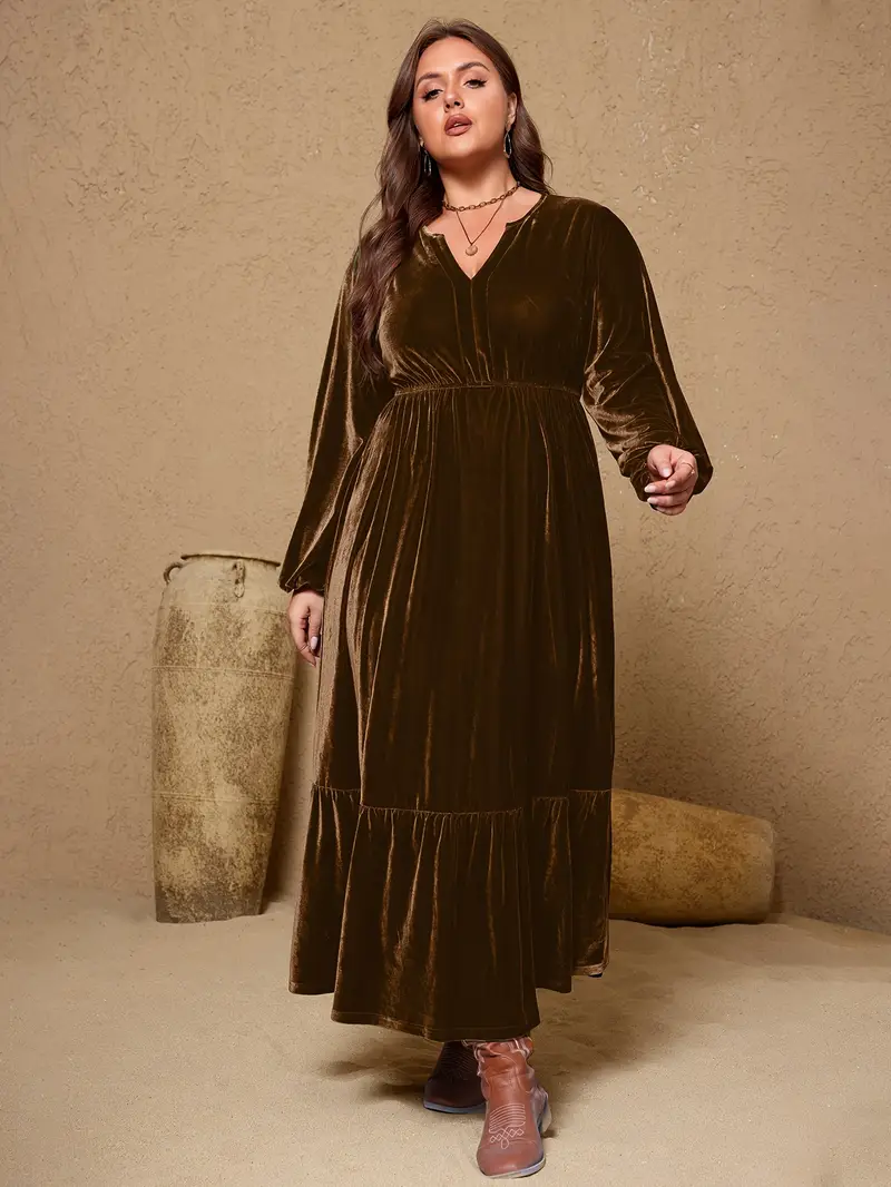 plus size plus size neck maxi dress suitable fall winter - Temu Saudi Arabia plus size plus size neck maxi dress suitable fall winter - Temu Saudi Arabia