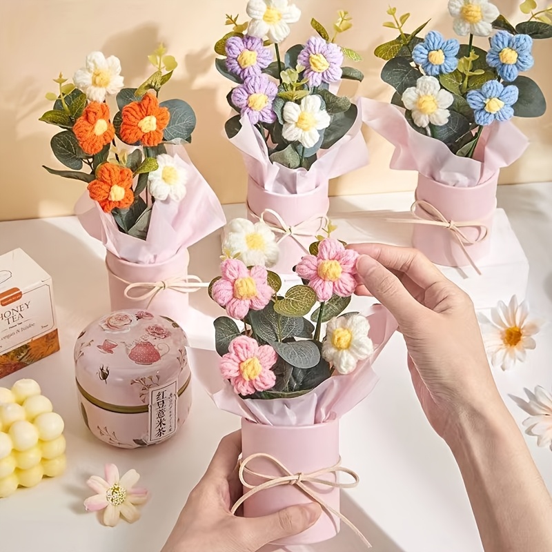 flower bouquet artificial flowers knitted puff flowers finished product handmade   christmas birthday gifts or   to a   or for corporate events