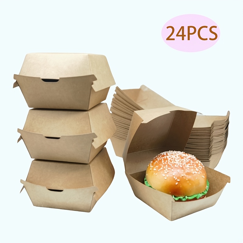 E-shop 24 Stück - Quadratische Lebensmittelbehälter mit Klappdeckel, für Hamburger, Snacks, Picknicks, Camping, Partys und Restaurantbedarf,