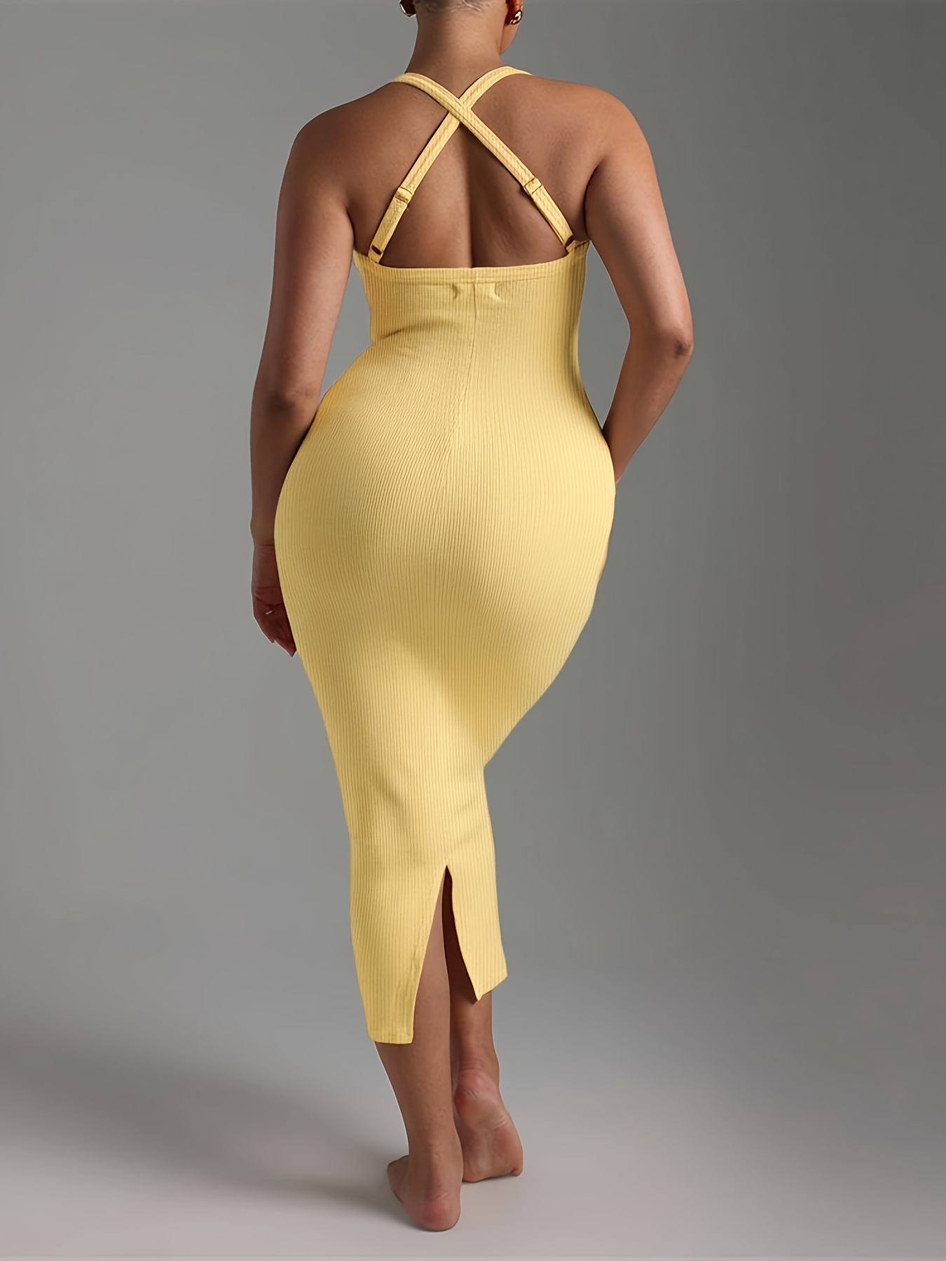 26 spring summer crisscross strap backless ribbed midi dress - Temu Cyprus