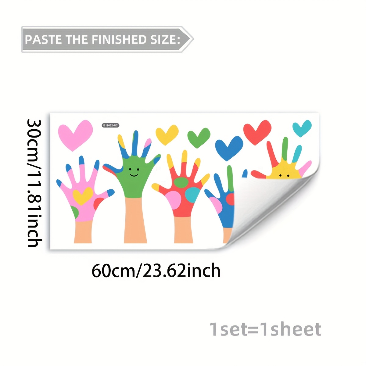 Image of X 60cm Self-adhesive Color Small Hand Heart Flat Wall Sticker 2d Home Background Decoration Wall Sticker B18602-nc