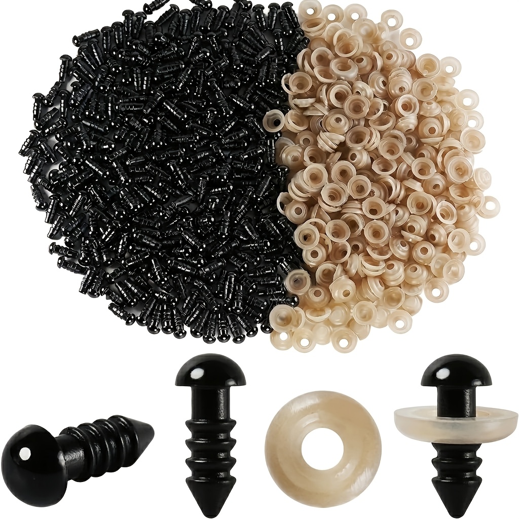 TEMU 200pcs Black Safety Eyes And Nose With Washers | Handmade Doll Eyes For Puppet, Plush Animal And Teddy Bear Crafts