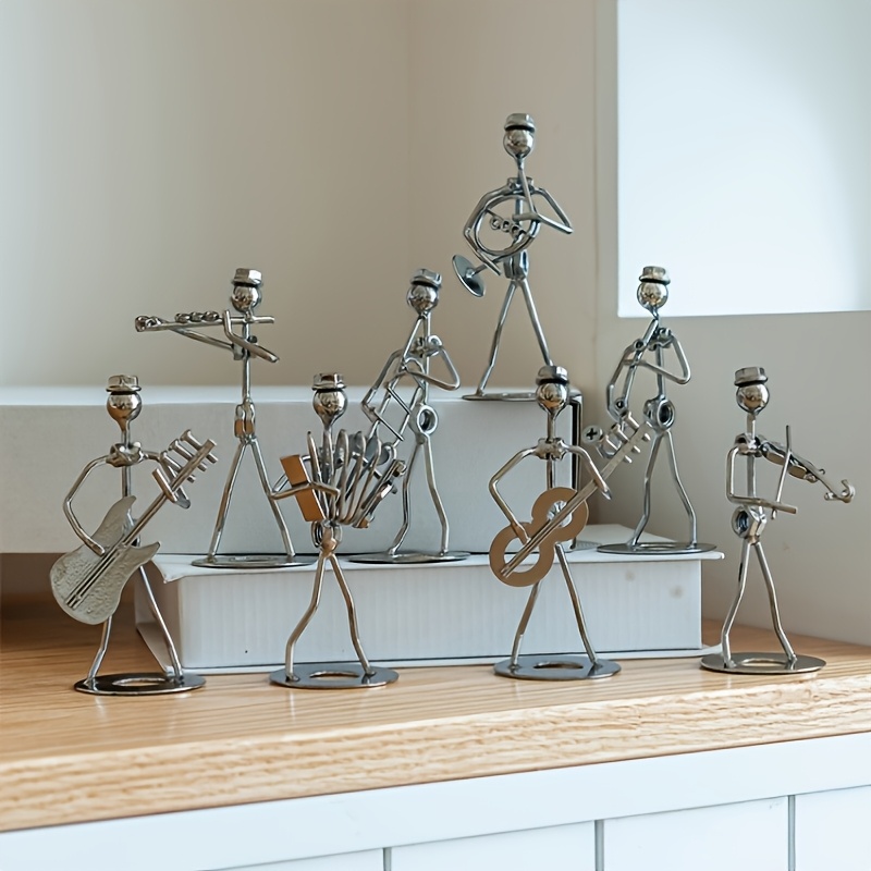 TEMU 8pcs Handcrafted Iron Art Metal Music Band Figurines Set - A Unique And Gift To Your Home With Of Musicianship