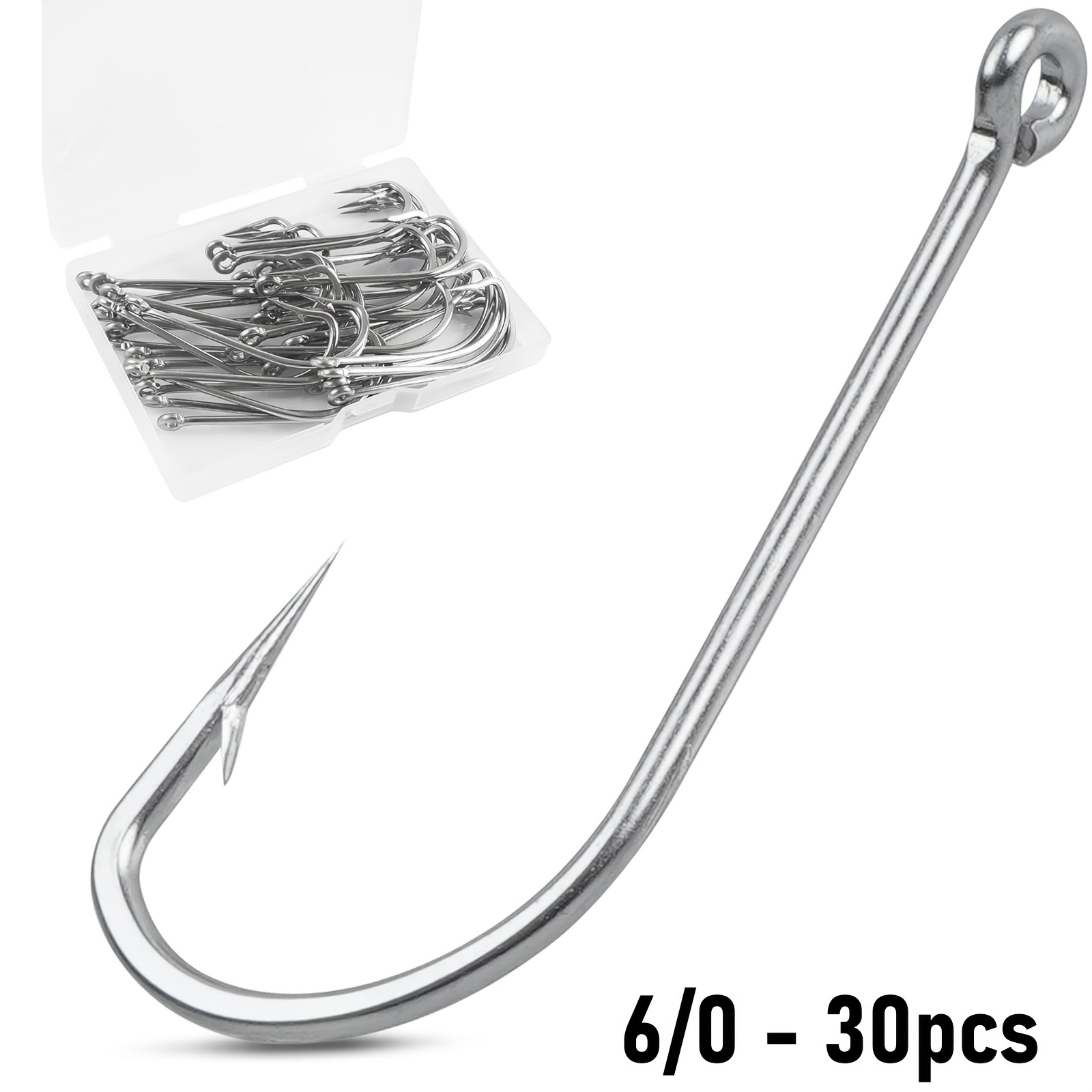 TEMU 30/50/100pcs Fishing J Hooks Saltwater, Hooks Stainless Steel J Hooks Extra Strong Trolling Long Shank Fishing Hooks For Sea Striper Bluefish