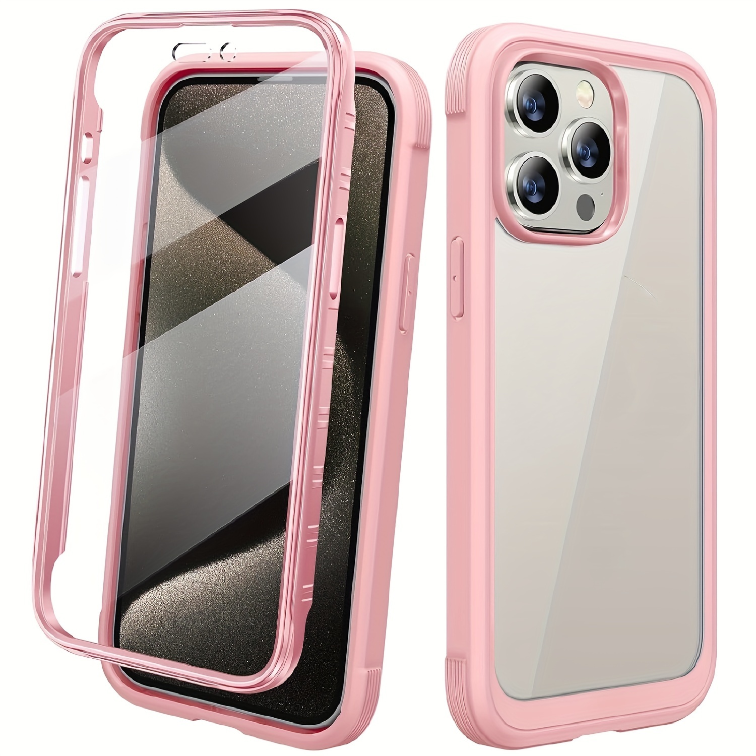Touch Sensitive Miracase 360 Degree - Full Body Protective Case with Built-in Screen Protector - For iPhone 15 14 13 12 11/ Plus/ Pro/ Pro Max, Pink, Purple