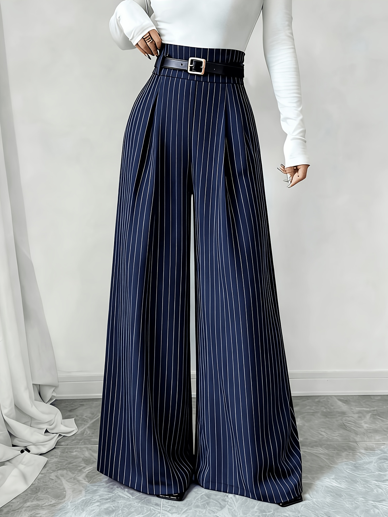 chinese dress ladies Navy Pant with Belt by Shan main image 1