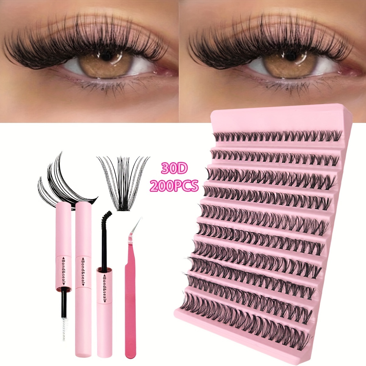 Natural Eyelash/thick Eyelash Extension Kit 200pcs Eyelash Clusters With And Seal Individual Eyelashes Kit Cluster Eyelashes Wispy C D Curling False Eyelash Cluster