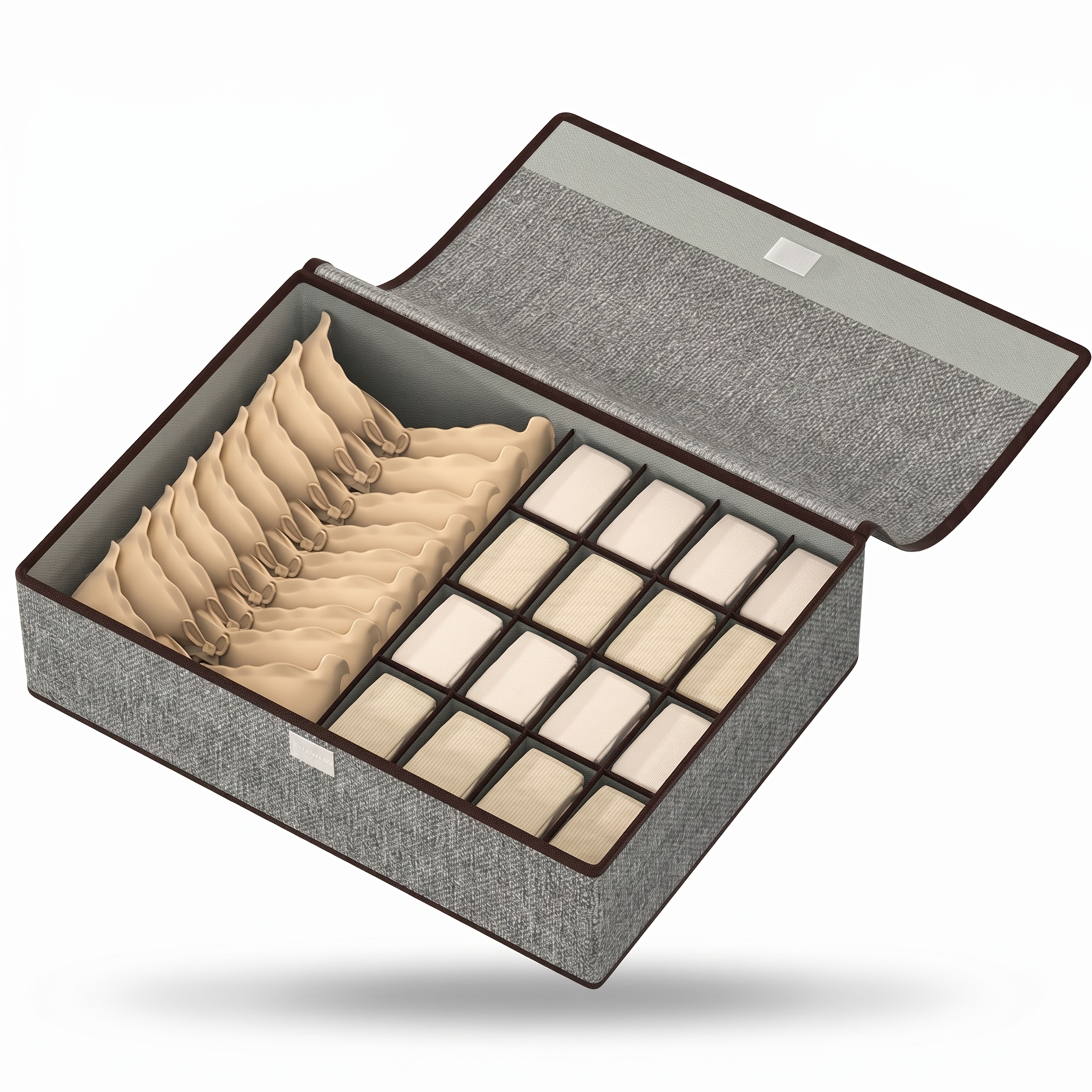 TEMU Organisateur de sous-vêtements pour placard à 13/17 compartiments avec couvercle, boîte de rangement pliable en tissu pour soutiens-gorge,