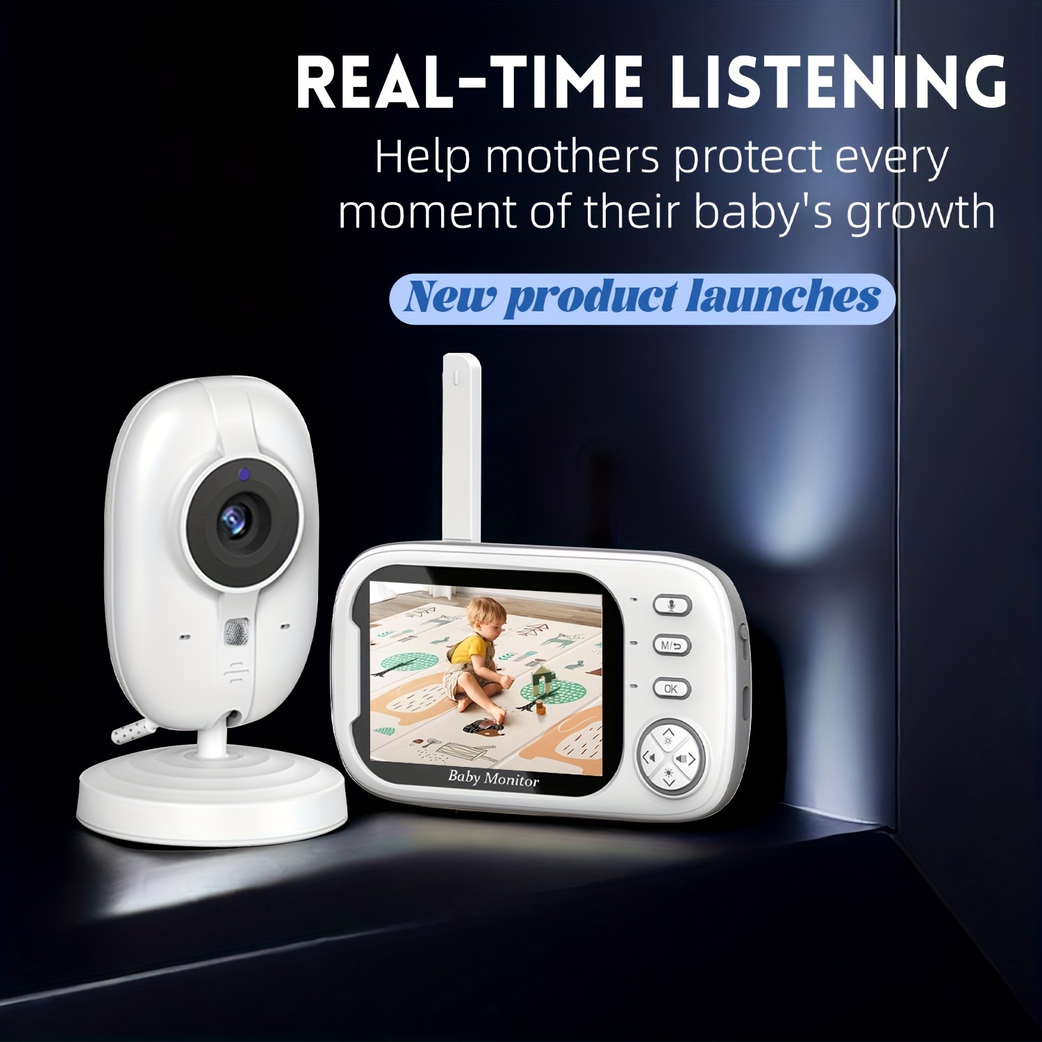 TEMU Baby Camera Monitor, Baby Monitor With Camera Night Vision, No Wifi, 2-way Talk, Vox Mode, Feeding Reminder Temperature Sensor And 8 As