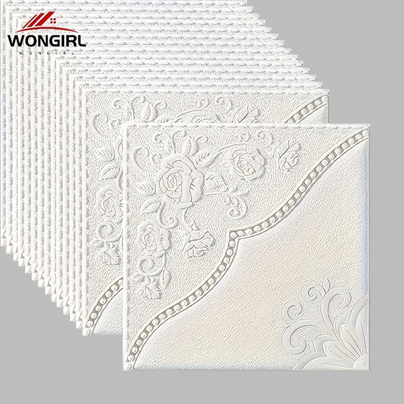 

Wongirl 20pcs 3d Floral Self-adhesive Wall Tile Stickers, Waterproof & Moisture-resistant, Easy , Foldable, Cut-to-size, For Home Decor In Kitchen, Living Room, Bathroom