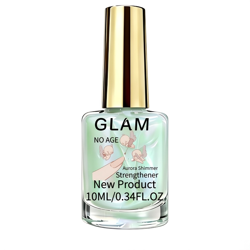 Image of Glam No New Product Ageaurora Shimmer Strengthener - 0.34oz Iridescent Green Nail Polish, Leveling, Smooth Application, Laser , , Glossy Effect, Chameleon Iridescent Green Jelly Texture