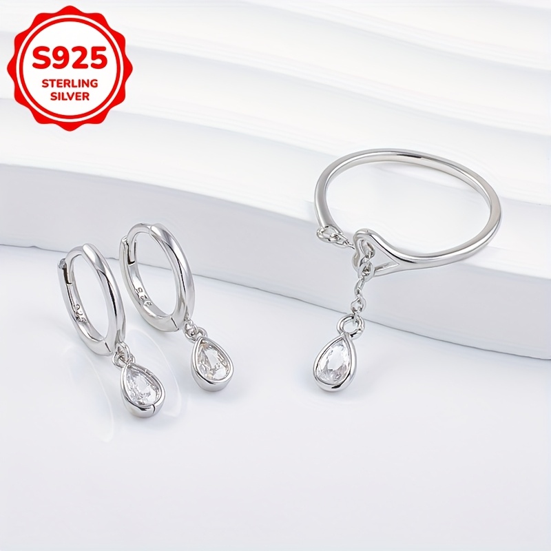 Geometric Oval Jewelry Set: Ring & Earrings