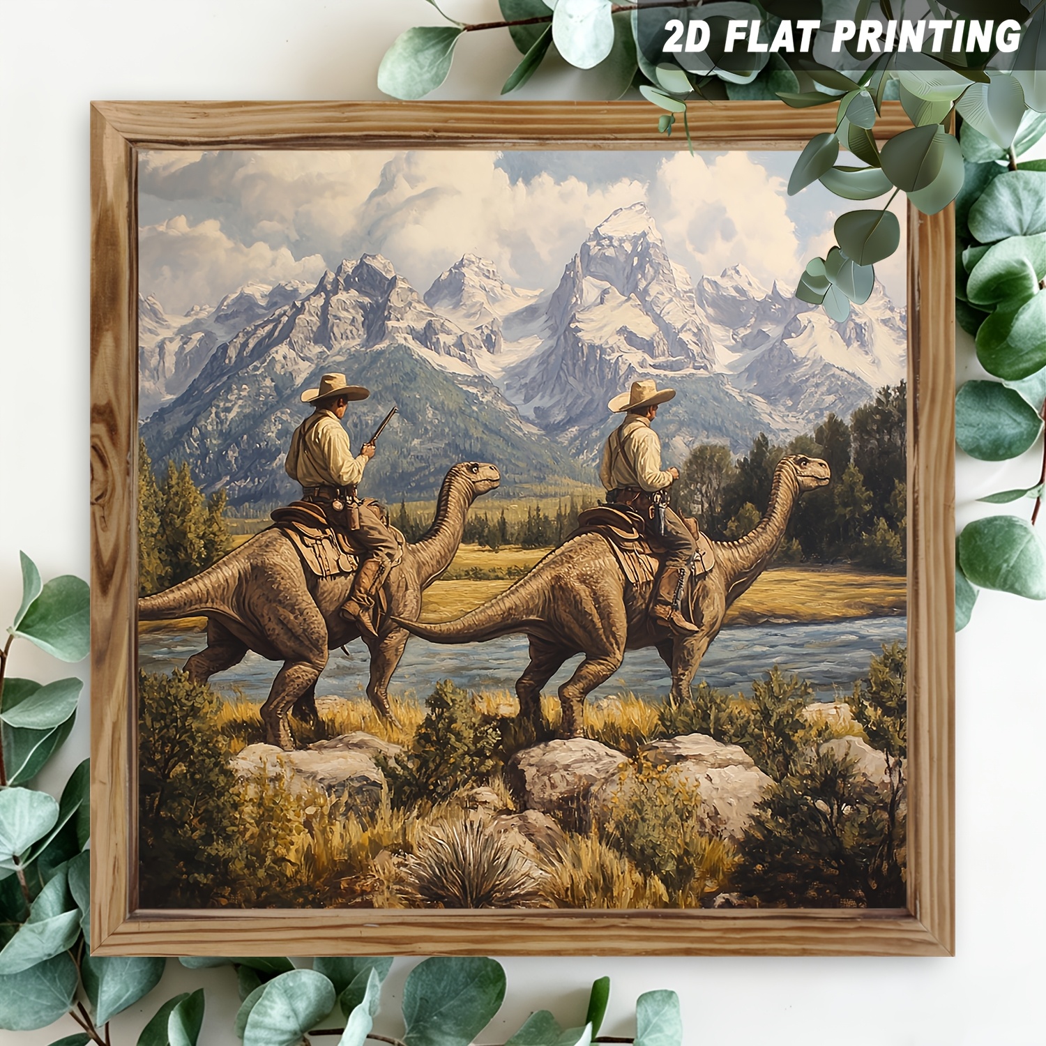 TEMU 2d Flat, 2d Flat Plane, 1pc Western Dinosaur Knight Wall Art - Vintage Brachiosaurus Wooden Hanging Plaque, Suitable For Office Decor, Themed