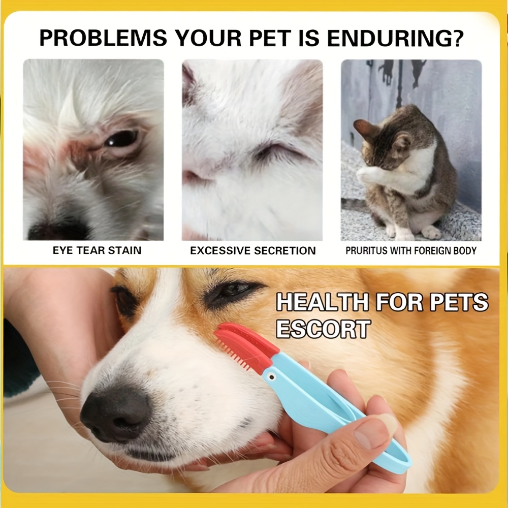 escova   para limpeza de olhos de cães -     com cerdas não irritantes, removedor de manchas e sujeira   olhos -   para olhos sensíveis, ferramenta   de usar para remoção de secreções oculares, cabo confortável, design   do animal, material  , para amantes de animais Detalhes do produto 1