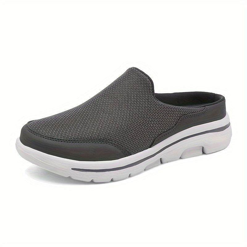 

Men's Slip-on Footwear - Breathable & Comfortable With Non-slip Md Sole, Toe Design For Casual Attire, Dark Gray & Black, Stylish Streetwear