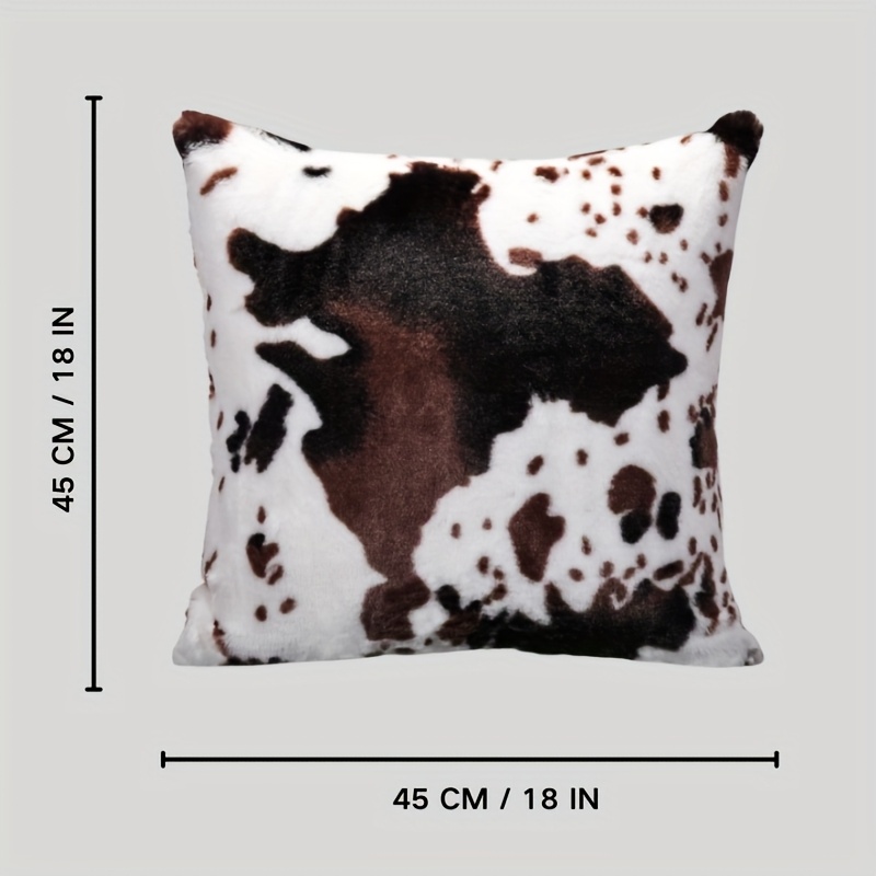 2 Pack Cow Print Plush Pillow Covers - 18x18 Inch Decorative Throw Pillow Cases For Couch & Bed