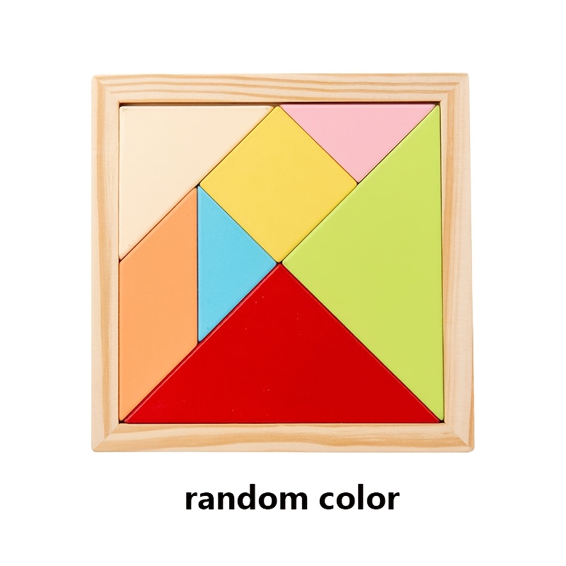 1pc Travel Tangram Puzzle - Block Book Road Trip Game Puzzle Shape Game For Kids Challenge - Iq Educational Toy Gift Brainteaser, Randomize Block Colors