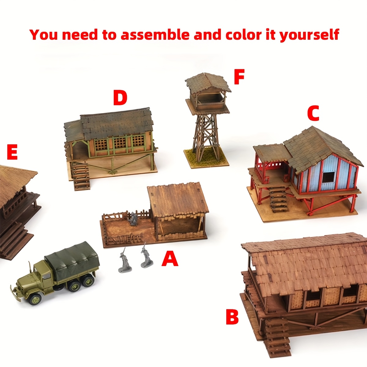 Architectural Model Sand Table Southeast Asian Log Cabin Diorama