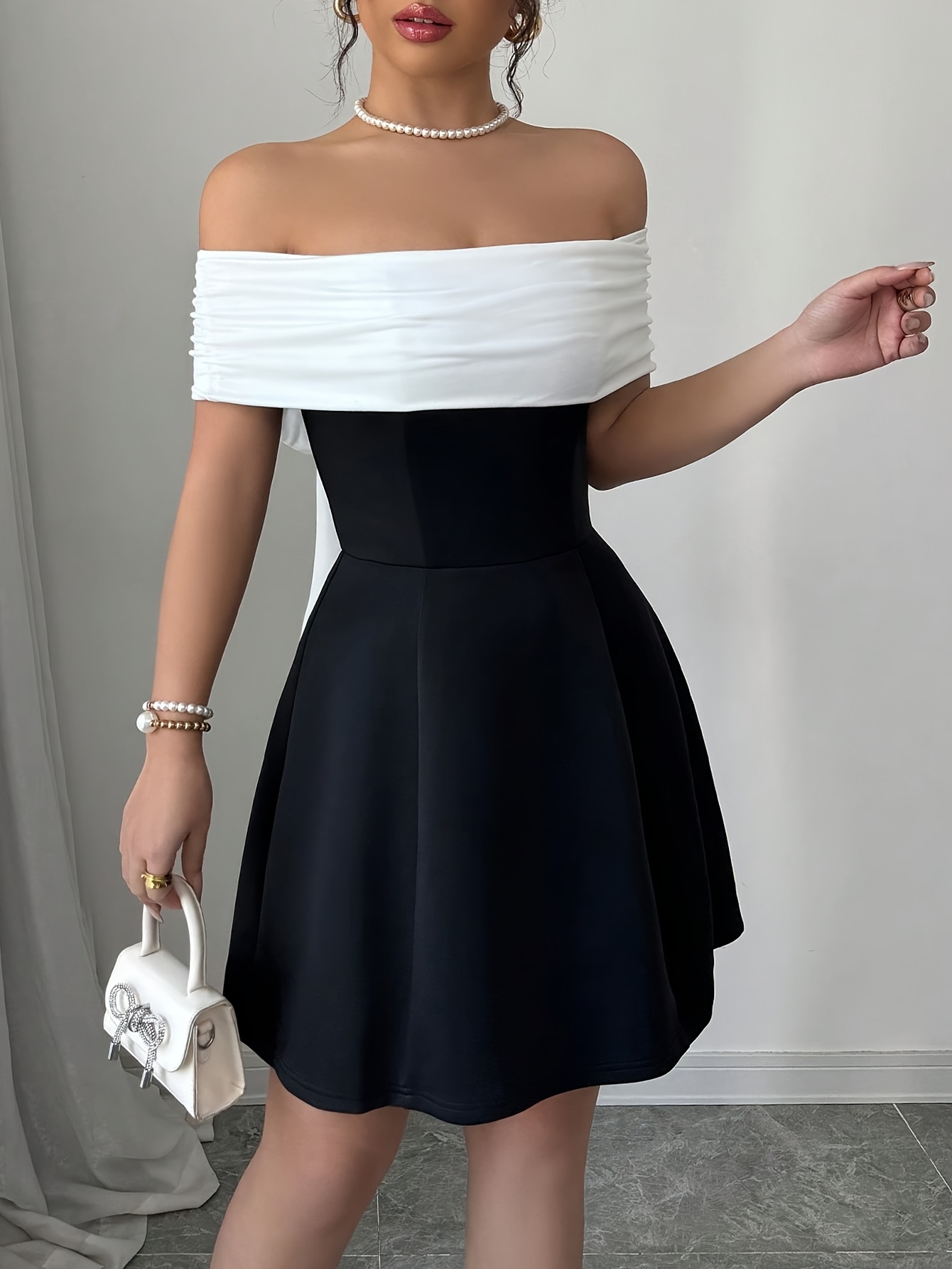 blue off the shoulder prom dress uk Off-the-Shoulder Long Rosette Prom Dress with Ruffles Royal Blue / 4