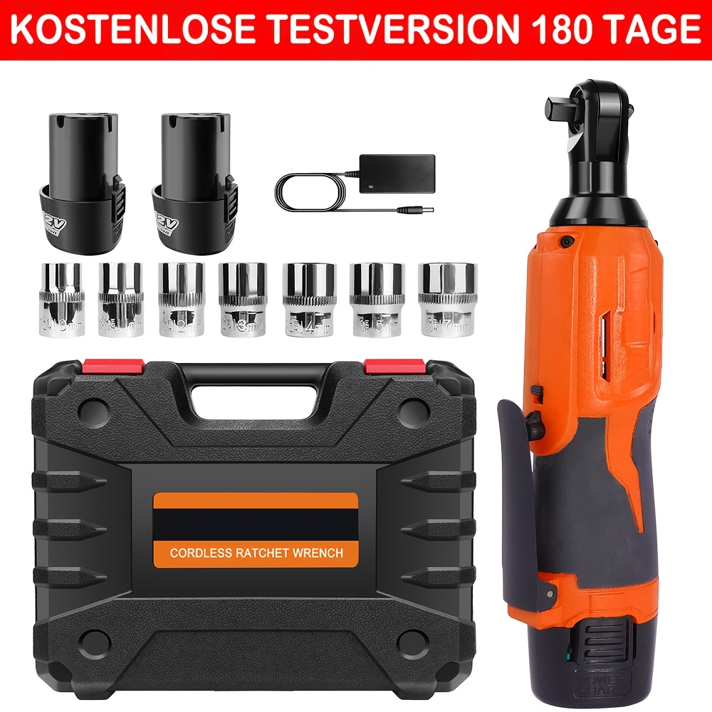 E-shop Elektrischer Ratschenschlüssel Set, Power Ratschenschlüssel Werkzeugset, 3/8" Wiederaufladbarer Ratschenmutternschlüssel, Power Ratschenfutter