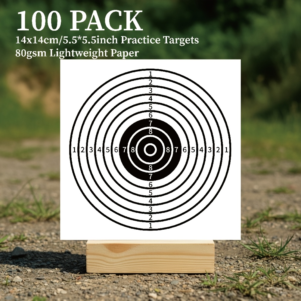 E-shop 100er-Pack quadratisches Übungsscheibenpapier 14x14cm/5,5*5,5 Zoll, 80 g/m² leichte Trainingsblätter für den Schießstand