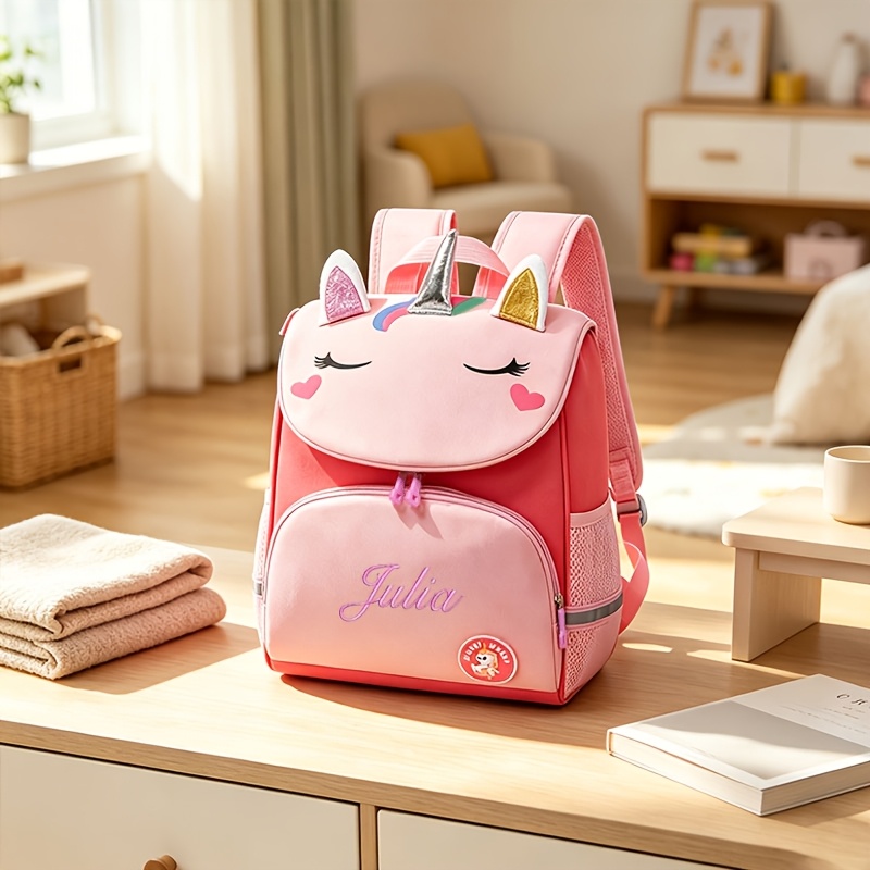 TEMU casual con personalizzato, stile unicorno, per il a scuola, design 3D a blocchi di , organizer con frontale, borsa da viaggio per pendolarismo e