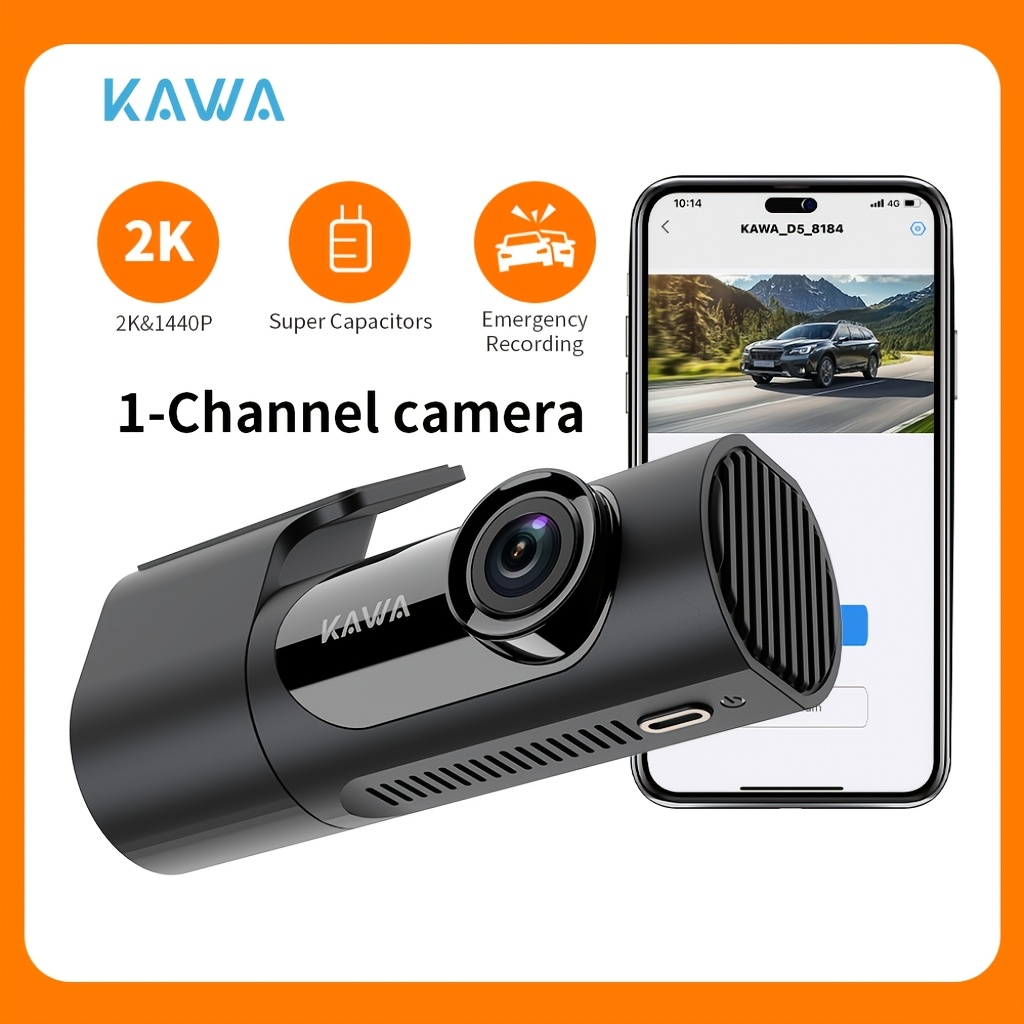 Kawa Dash Cam D6 2k & 3k With 32gb Card, Voice Control Wifi Mini Front Car Camera, Night Vision, Emergency Lock, Loop Recording, 24h Parking Monitor, App