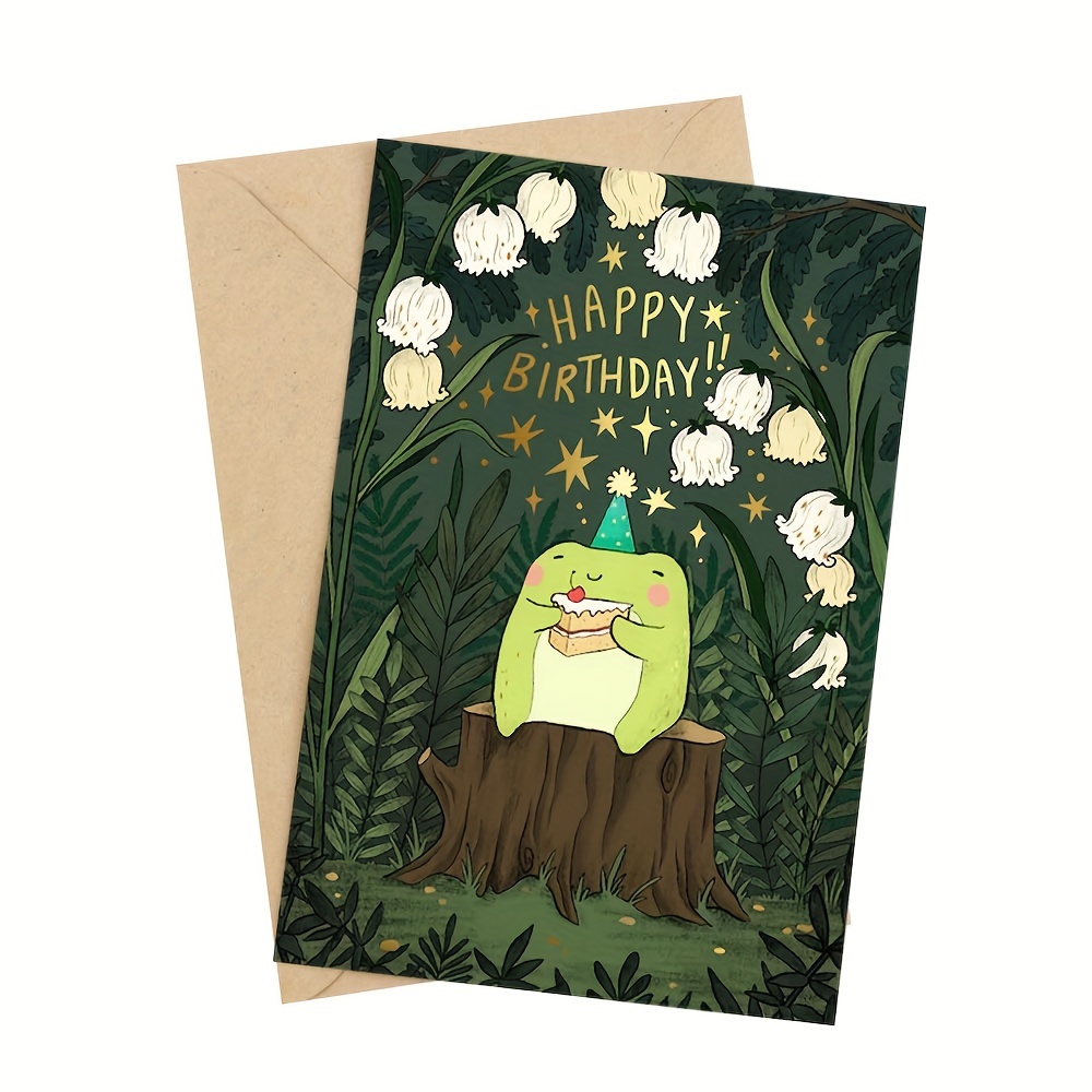 

1pc, Birthday Card, Birthday Card, Cards, Cute Frogs Gift, Interesting Birthday Card, Beautiful Frog Card -with Envelope