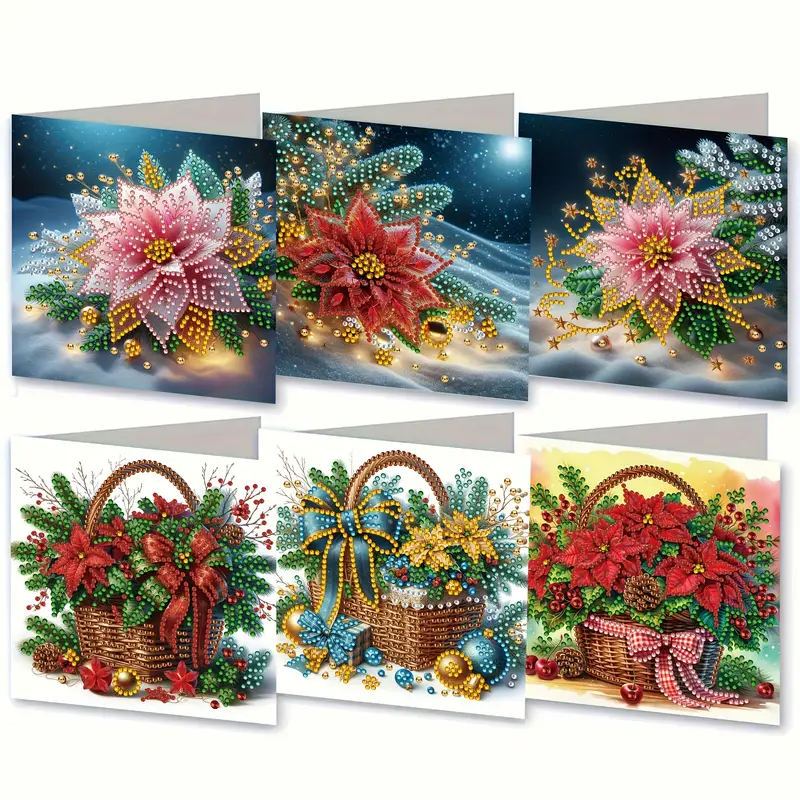 CutitiUU Lot De 12 Cartes De Noël Peinture Diamant 5D - Cartes De Vœux DIY Avec Outils, 15x15cm
